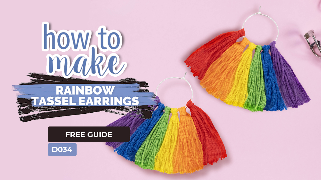 D034 Rainbow Tassel Earrings Lincraft