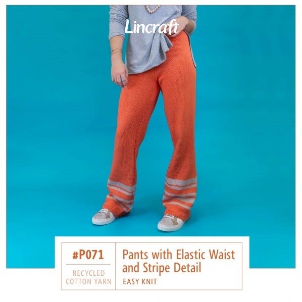 P071 Pants with Elastic Waist and Stripe Detail