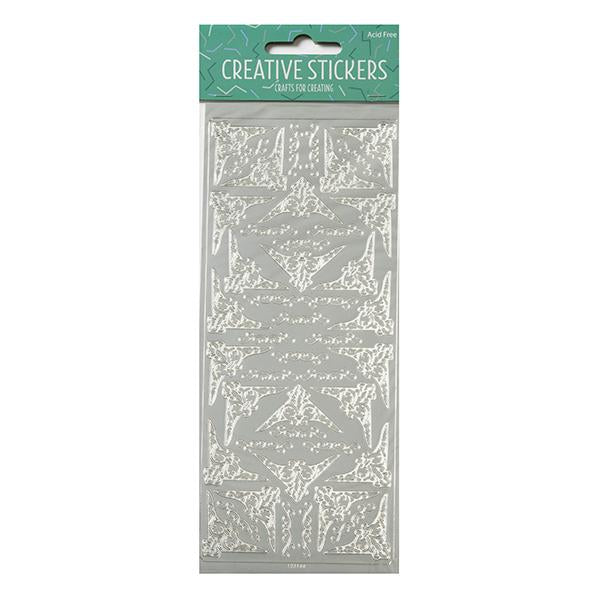 Arbee Stickers, Swirl Corners Silver