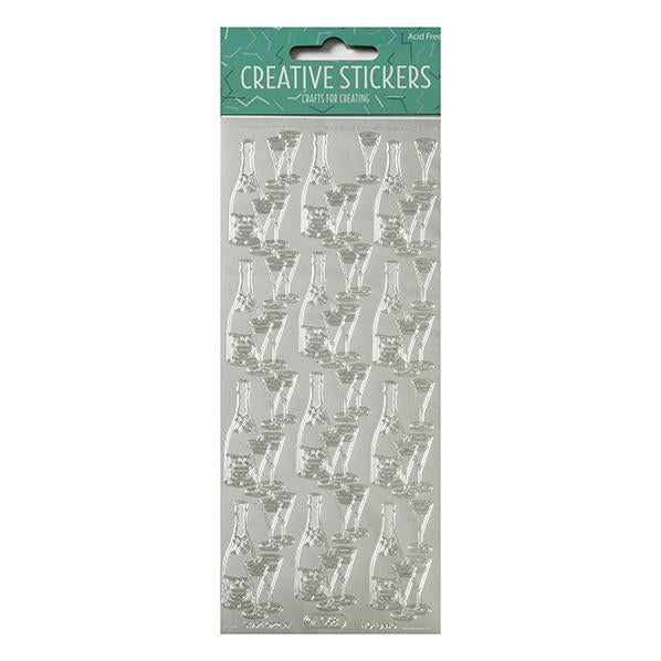Arbee Stickers, Champagne Glasses Silver