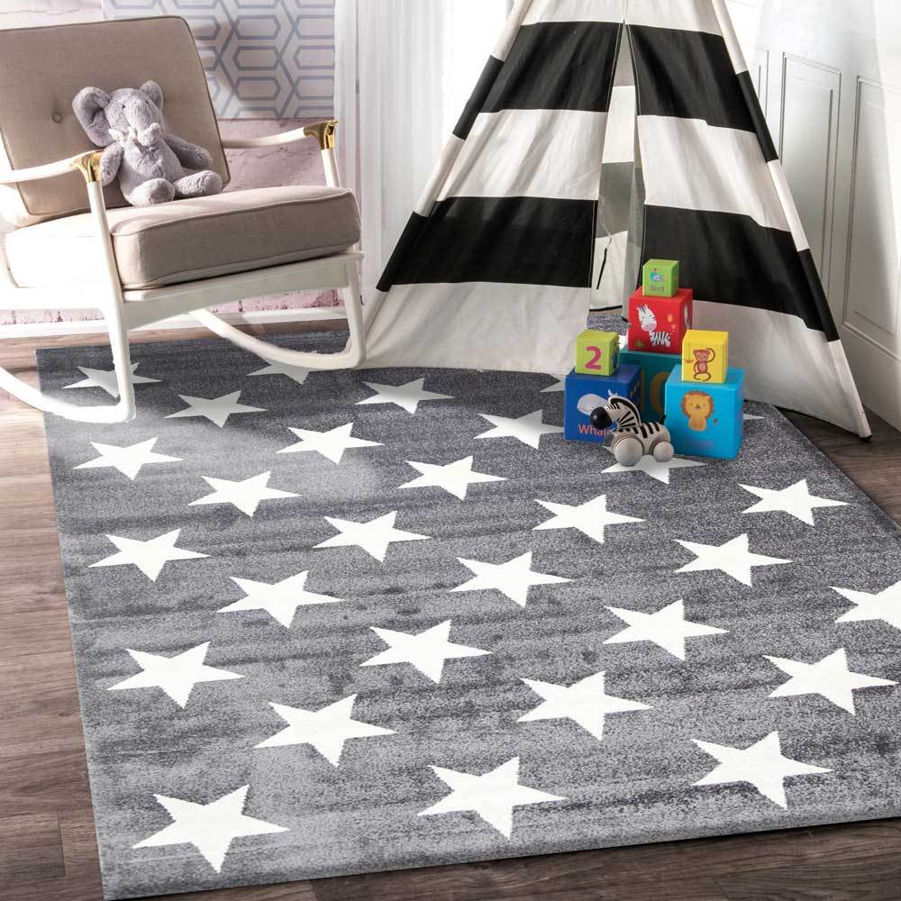 Petit Stars Charcoal and White Kids Rug