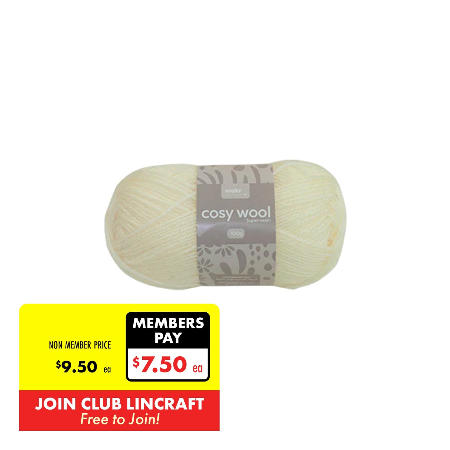 Makr Cosy Wool Crochet & Knitting Yarn 8ply, 100g Wool Yarn