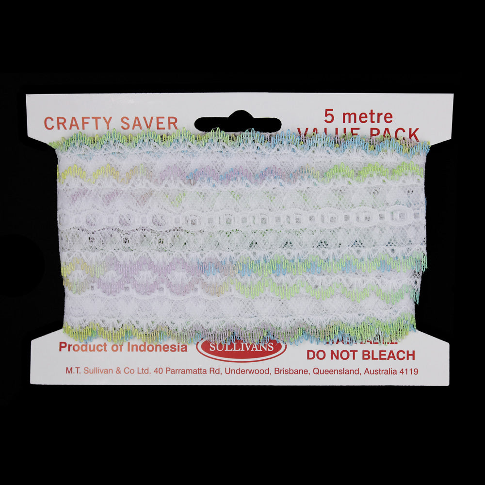 Sullivans Lace Eyelet Picot, Multi- 25mm x 5m