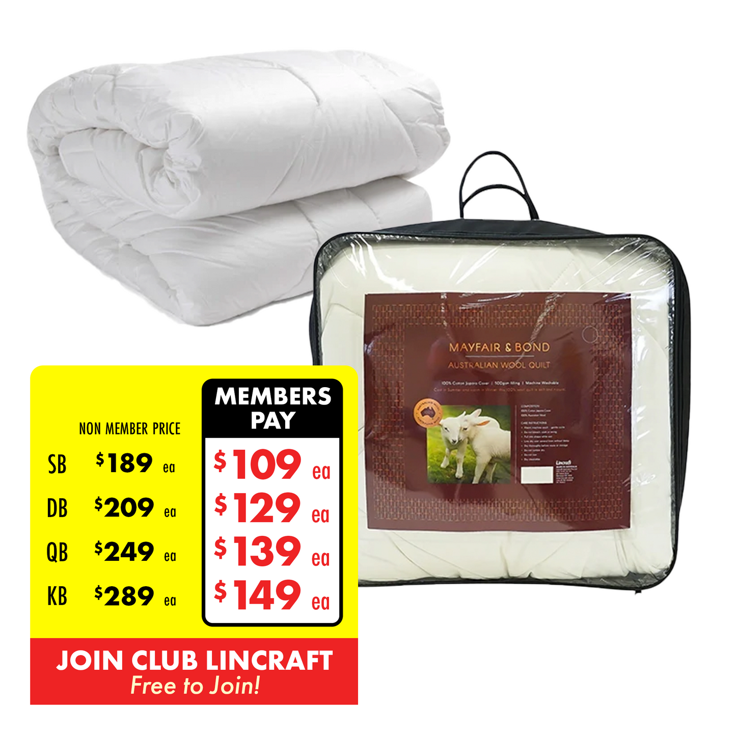 Australian Wool Quilt 500gsm - Mayfair & Bond