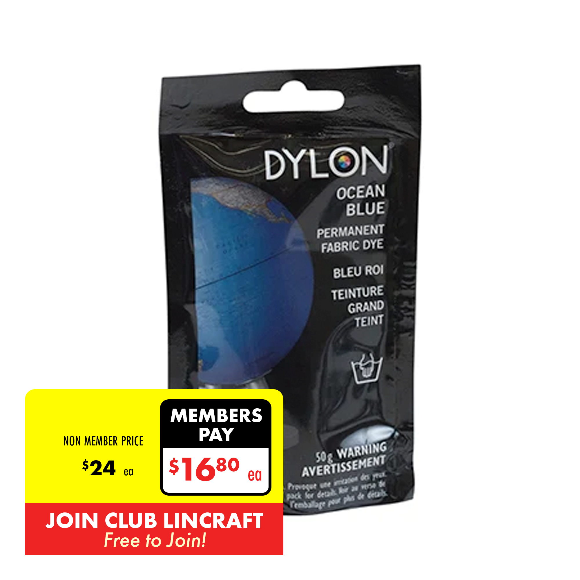 DYLON Hand Dye, Fabric Dye Sachet for Clothes, Soft Furnishings and  Projects, 50 g - Ocean Blue 
