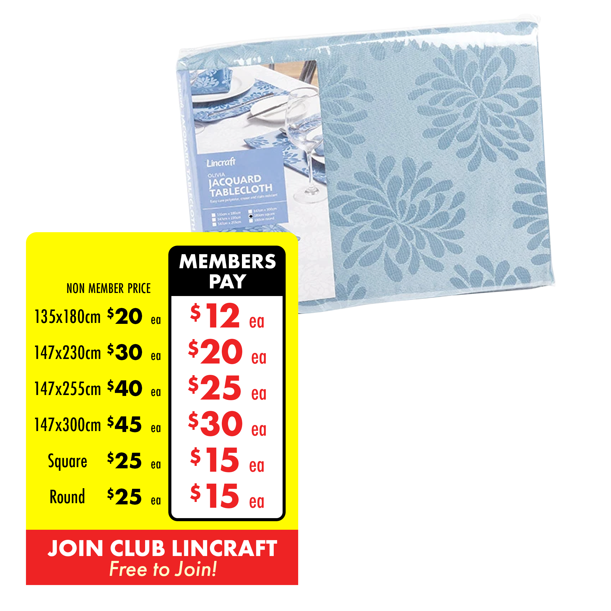 Jacquard Tablecloth, Blue Lincraft