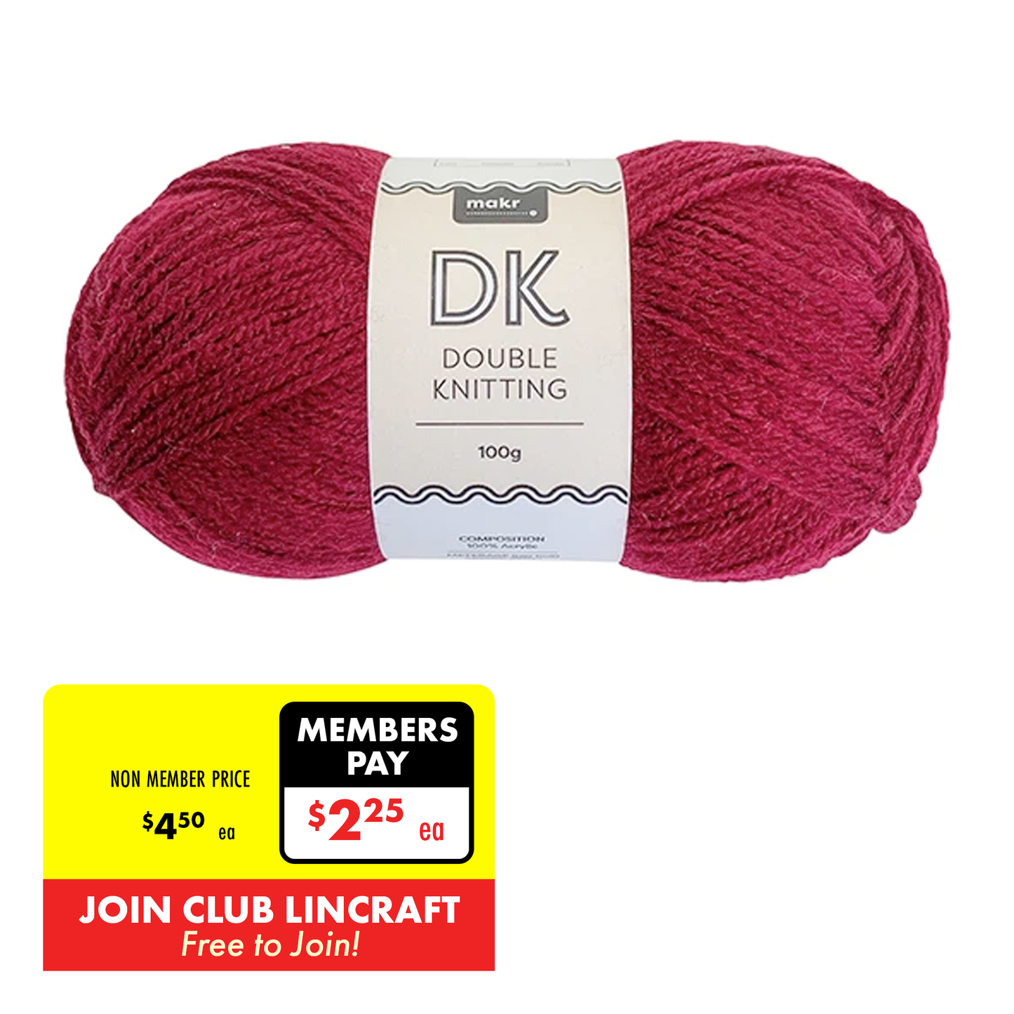 Makr DK 8ply Crochet & Knitting Yarn, 100g Acrylic Yarn