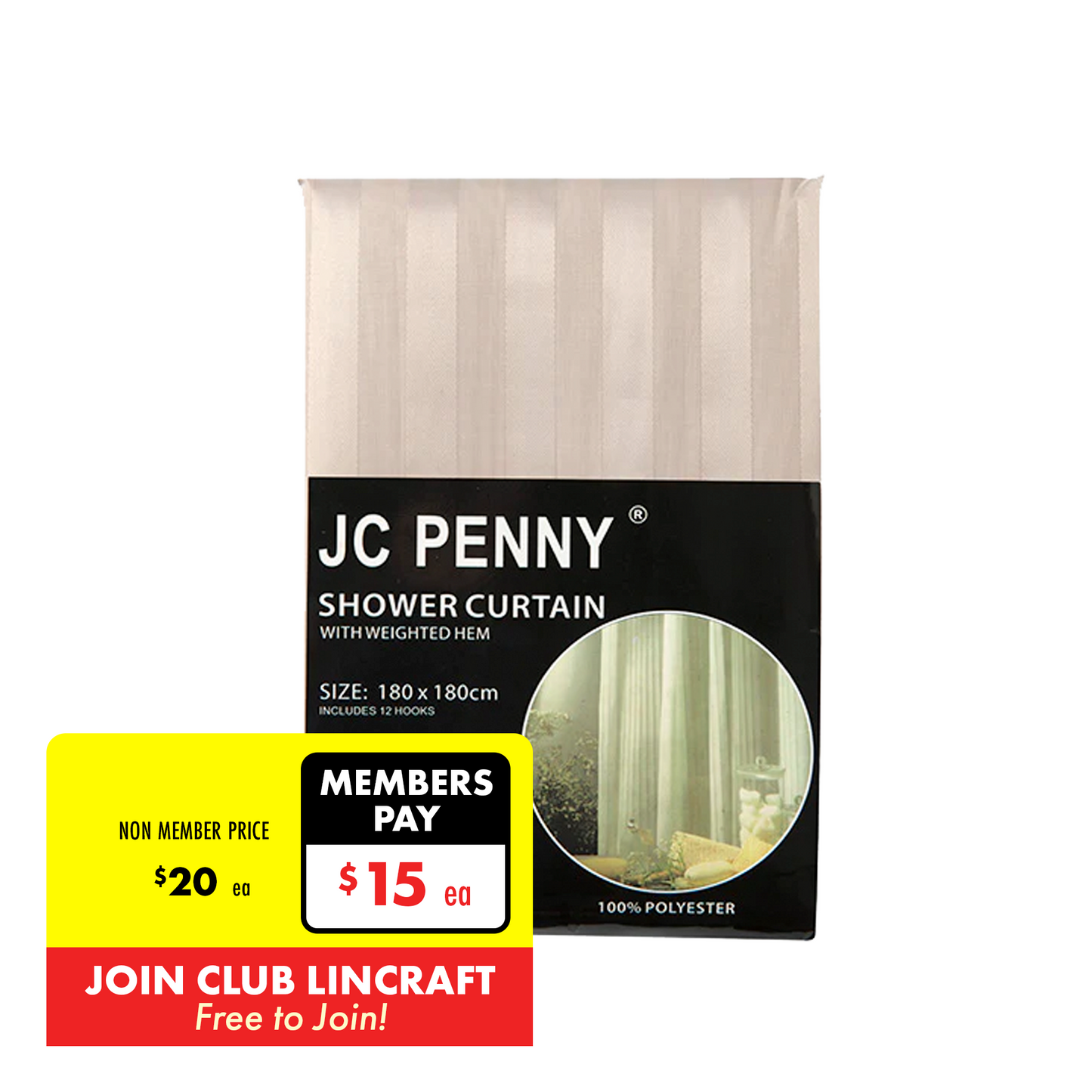 JC Penny Shower Curtain, 180cm