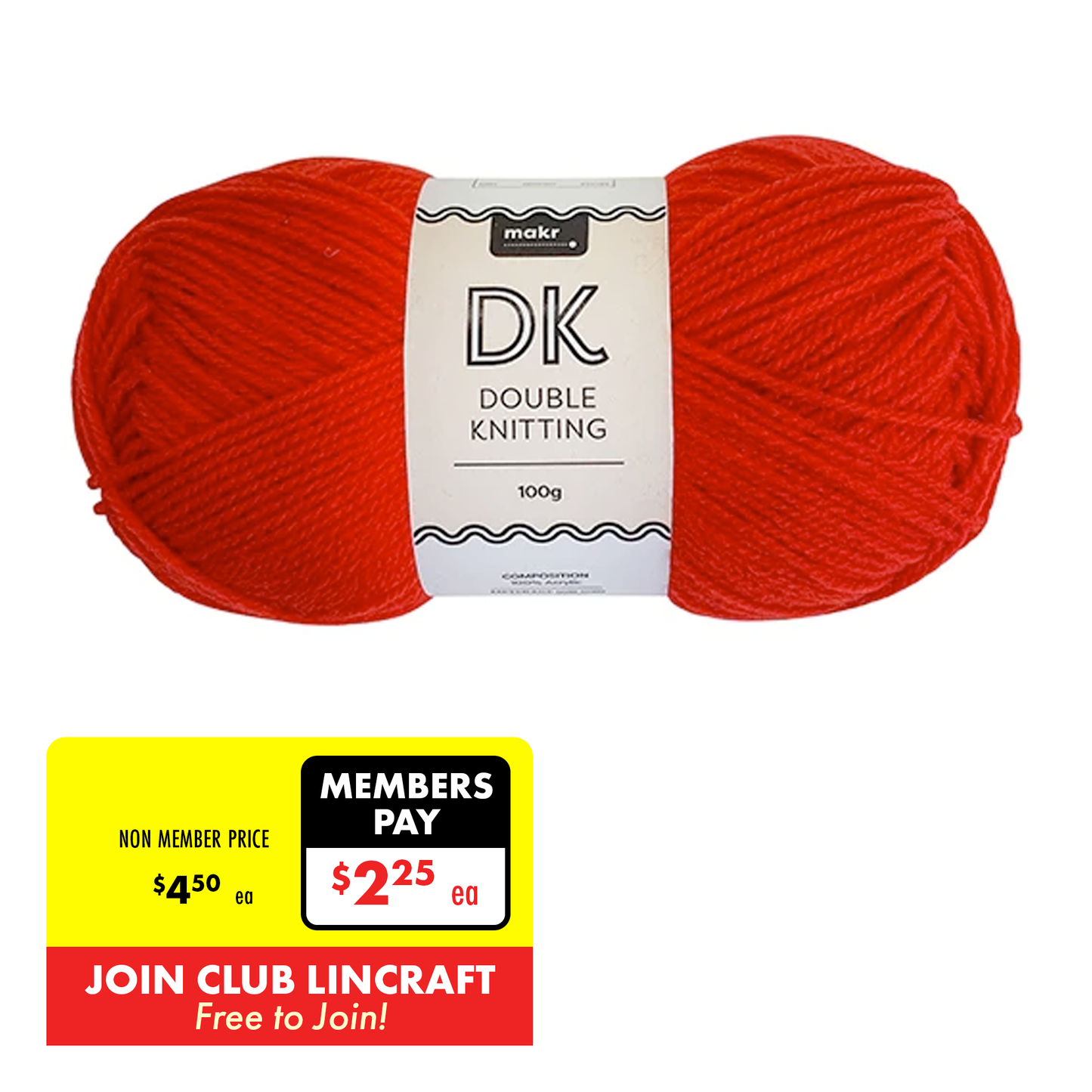 Makr DK 8ply Crochet & Knitting Yarn, 100g Acrylic Yarn