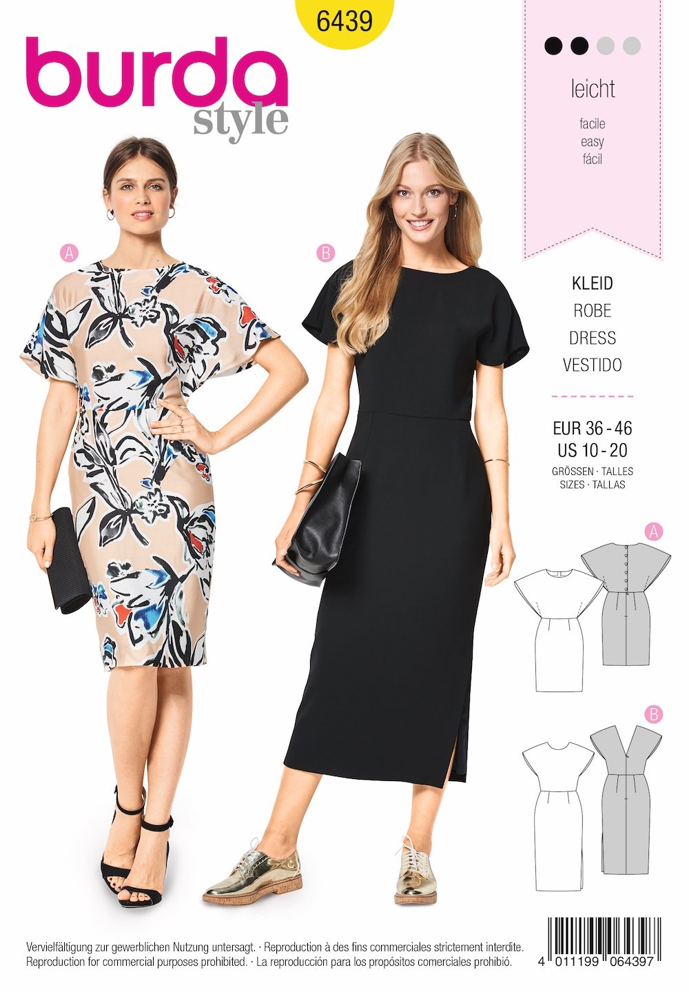 Burda Pattern 6439 Misses' Back Interest Dresses (10-20)
