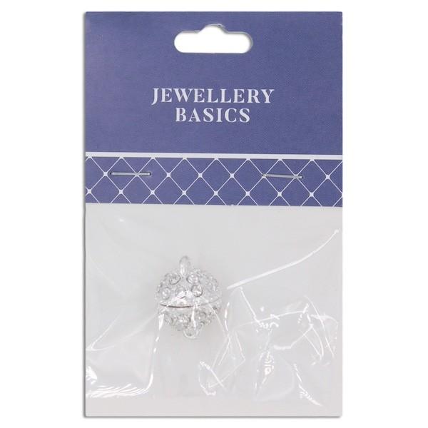20mm Manetic Diamonte Clasp, Bright Silver- Sullivans