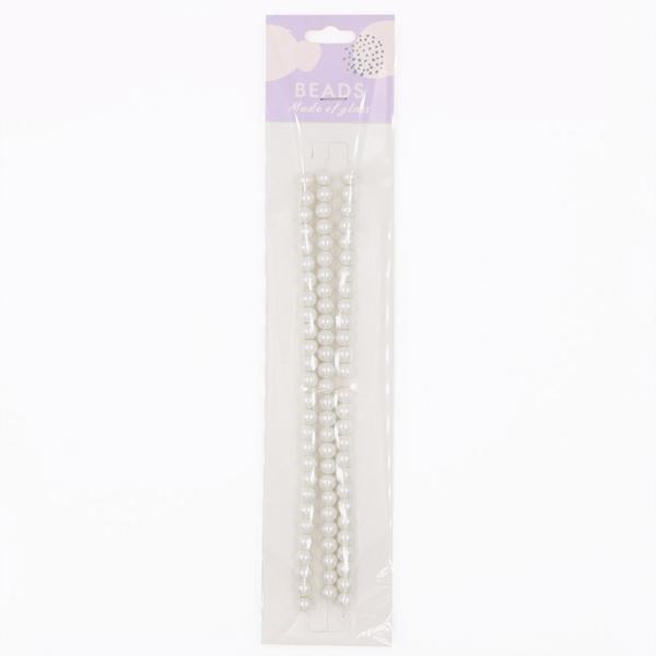 Sullivans Glass Pearls Bead, 25g Ivory- 6mm