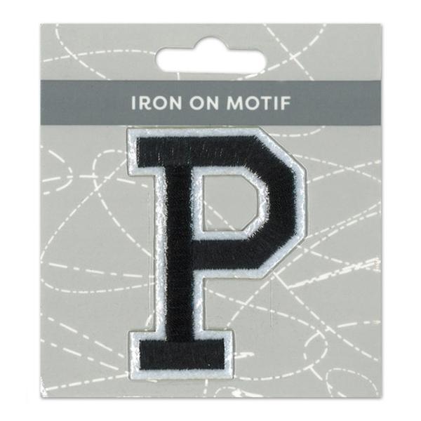 Sullivans Iron On Motif, Black P- 75mm