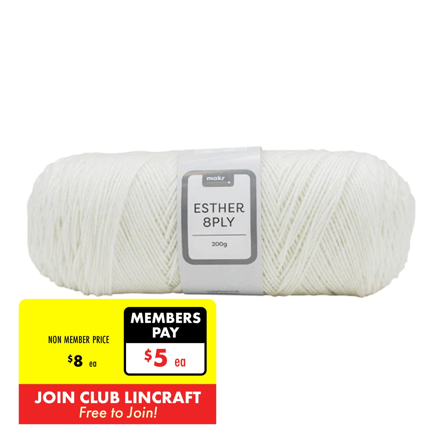 Makr Esther 8ply Crochet & Knitting Yarn, 200g Polyester Yarn