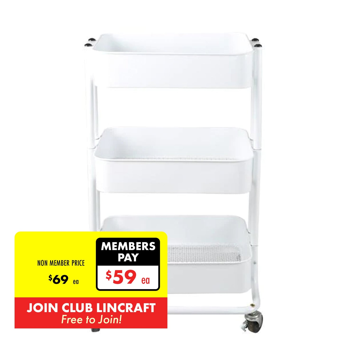 Makr 3-Tier Trolley, 42.7cm x 35.5cm x 75.9cm