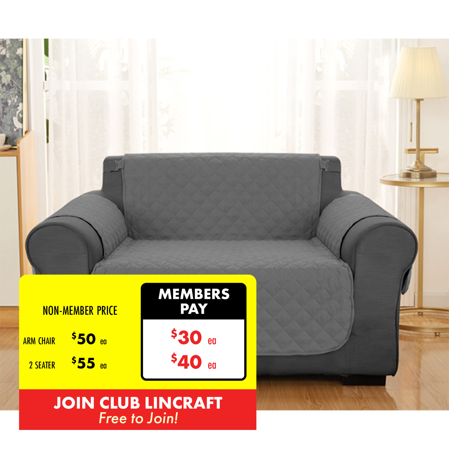 Formr Quilted Sofa Protector - Charcoal