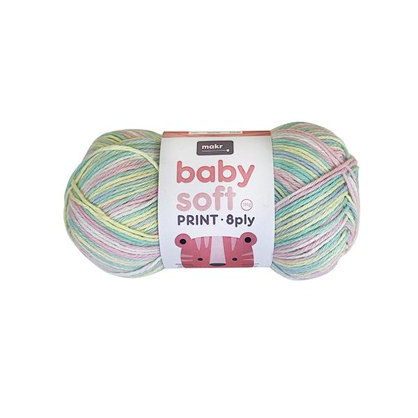 Makr Baby Soft Print Crochet & Knitting Yarn 8ply, 100g Acrylic Nylon Blend Yarn