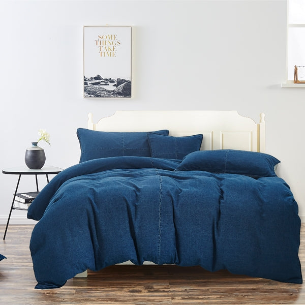 Urban Loft Stonewash Denim Quilt Cover Set, Black
