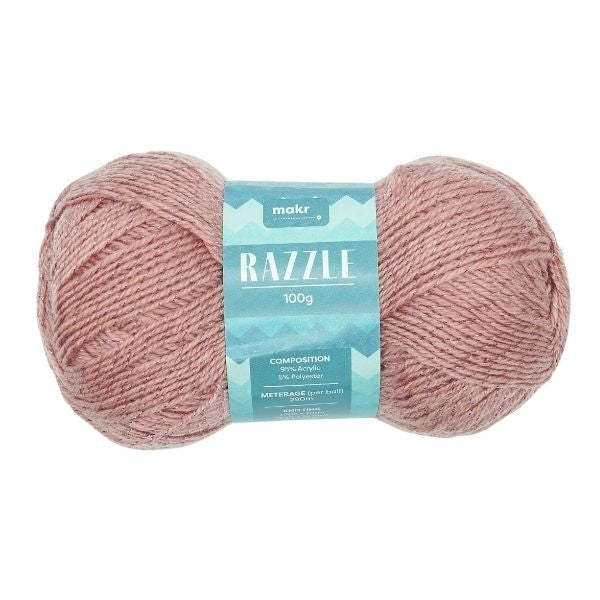 Makr Razzle Yarn, Blush Pink- 100g Acrylic Polyamide Yarn