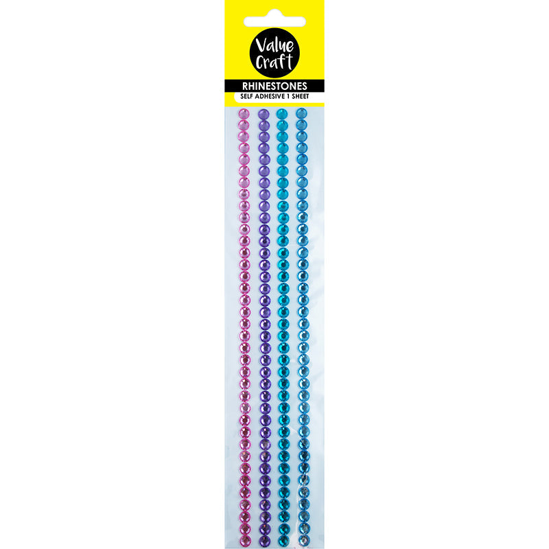 Value Craft Rhinestone Strips Sticker, Pastel- 8mm