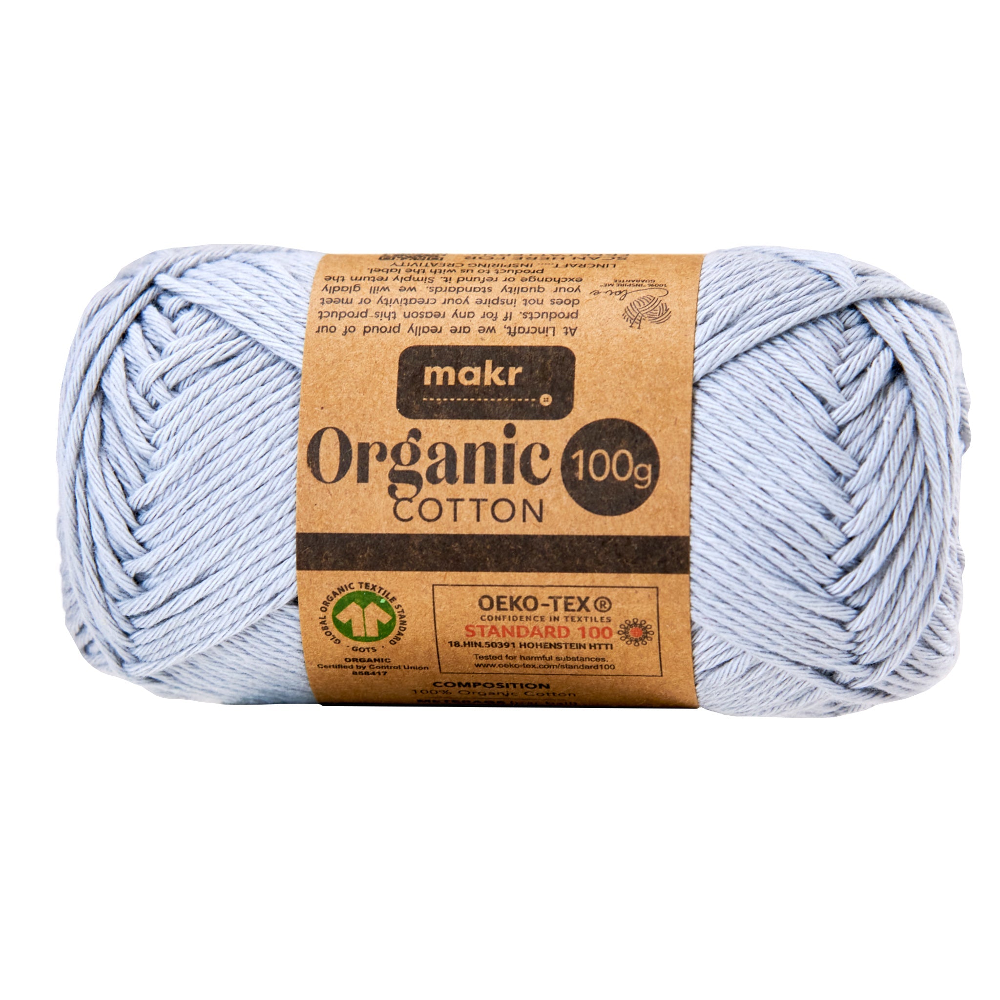 Makr Organic Cotton Crochet & Knitting Yarn - 100g Cotton Yarn – Lincraft