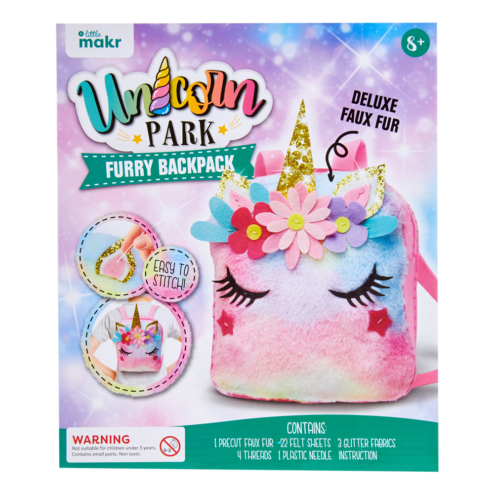 Little Makr Unicorn Park Furry Backpack