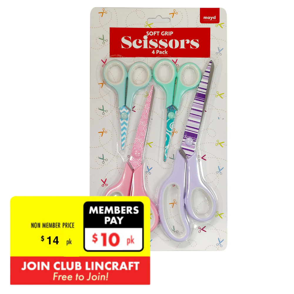 Mayd Soft Grip Scissors-4pk