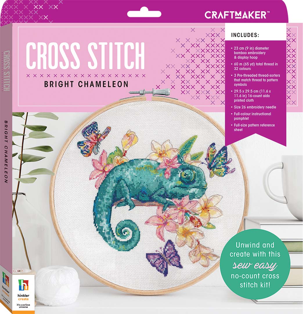 Craft Maker Cross-stitch Kit: Bright Chameleon