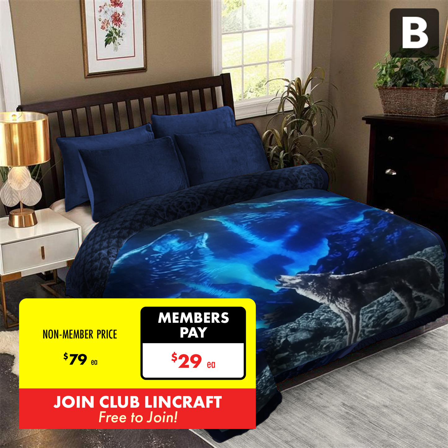 Formr Luxury Mink Blanket, Wolf- 2mx2.3m