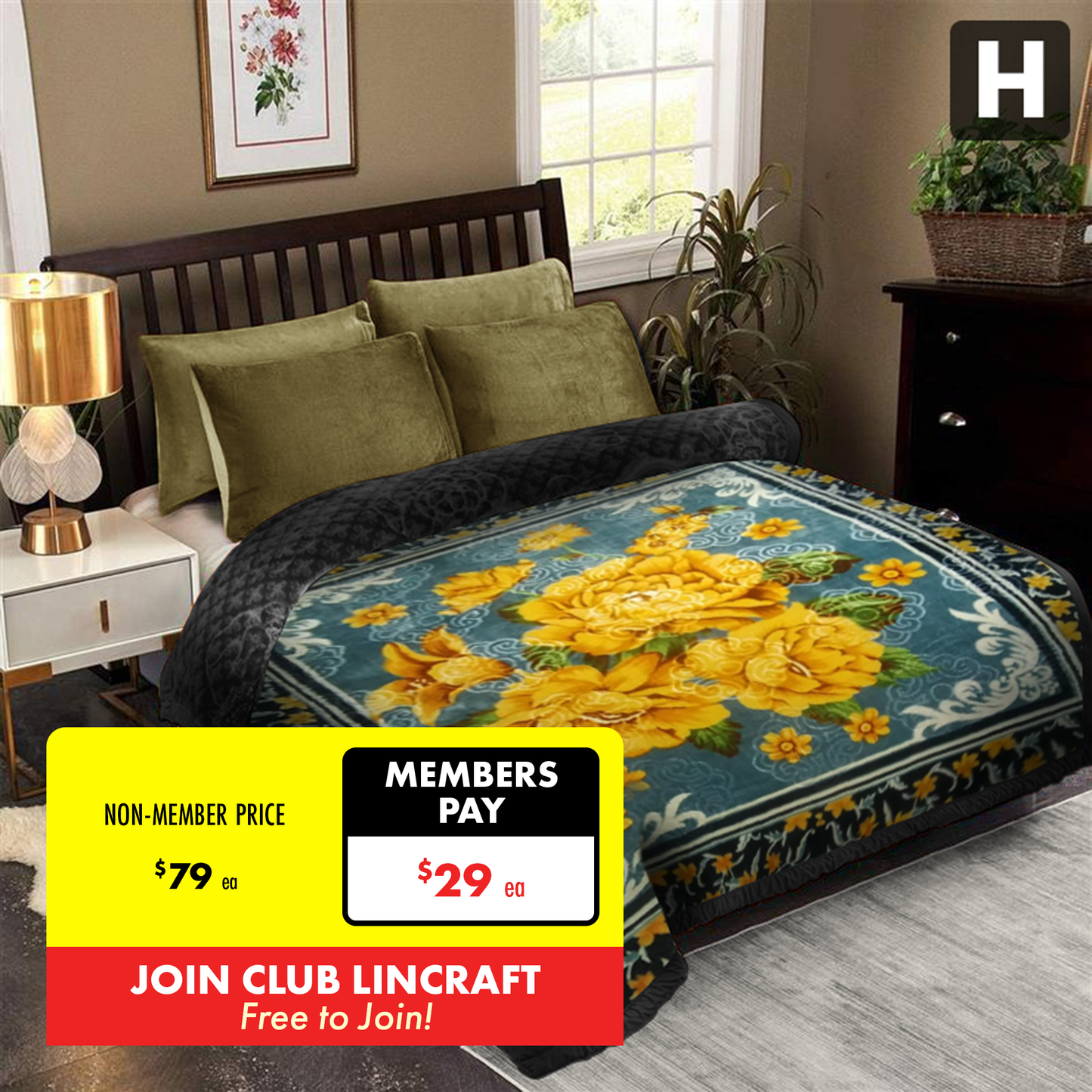 Formr Luxury Mink Blanket, Marigold- 2mx2.3m