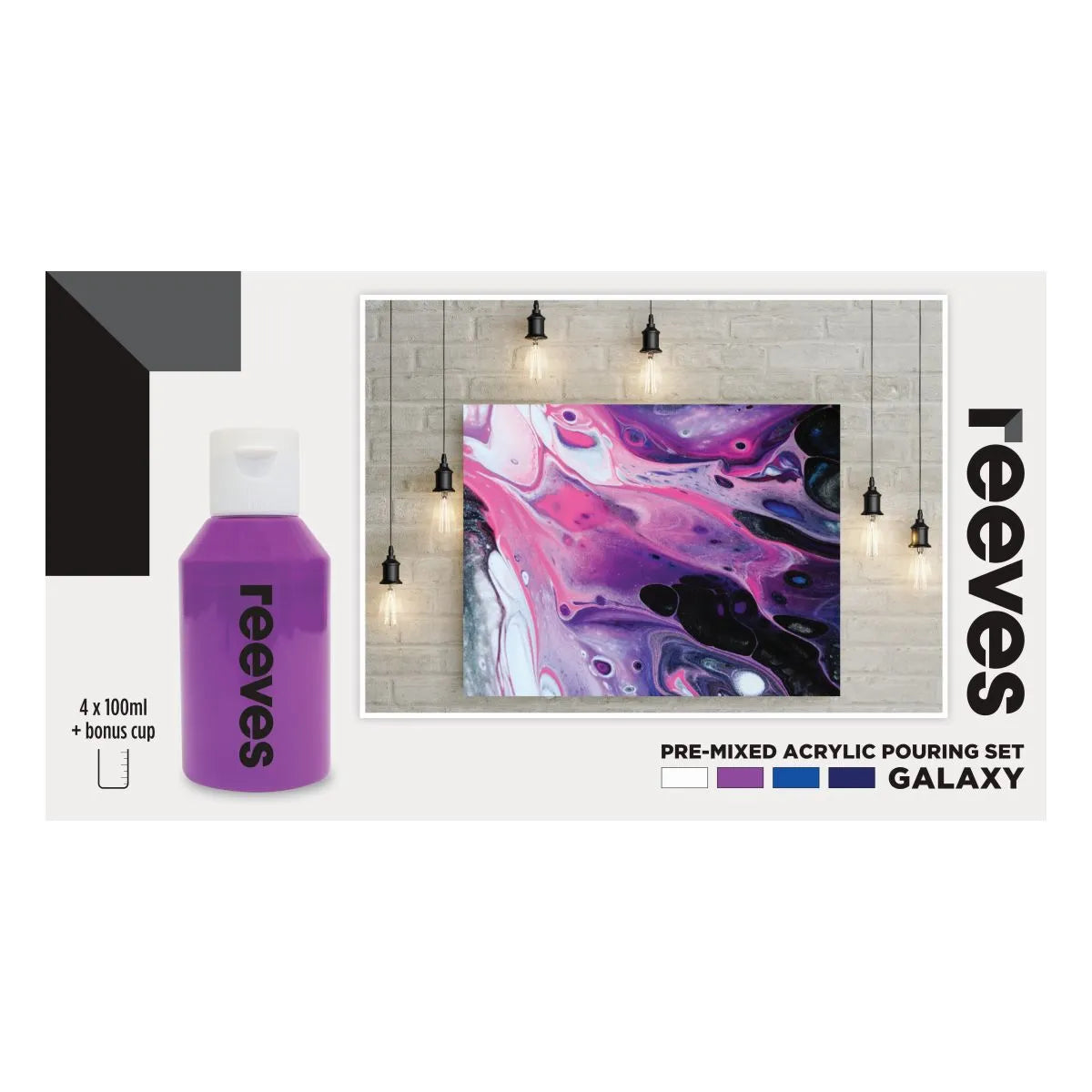 Reeves Pre-Mixed Acr Pour Paint, Set 4