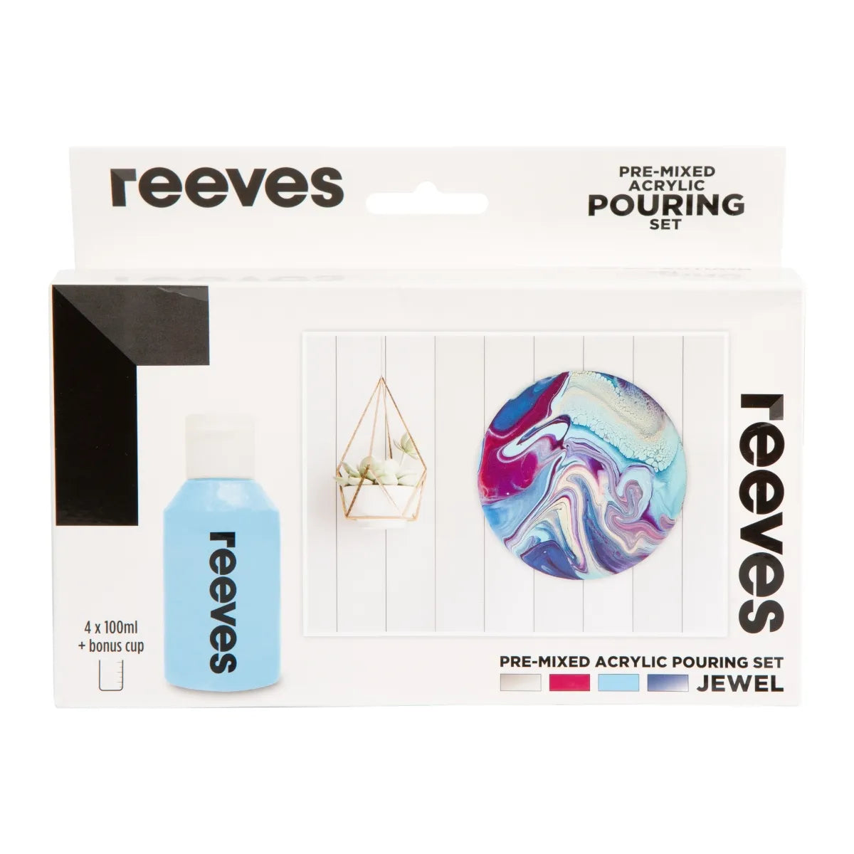 Reeves Pre-Mixed Acr Pour Paint, Set 4