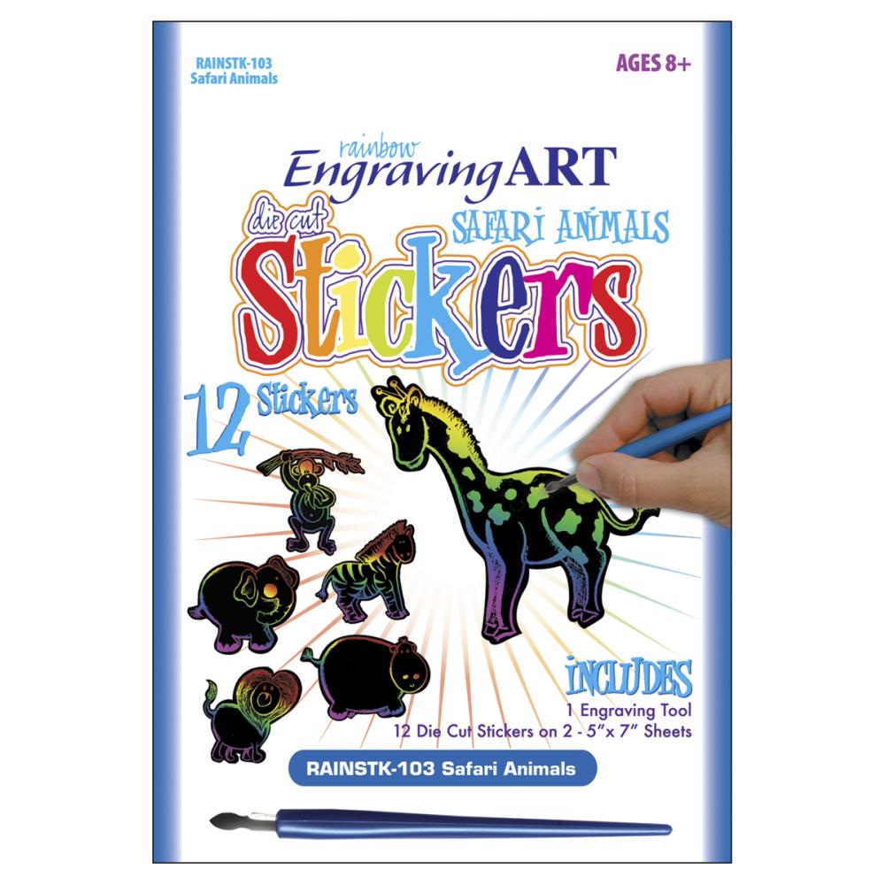 Rainbow Foil Art Engraving Stickers- Safari Animals