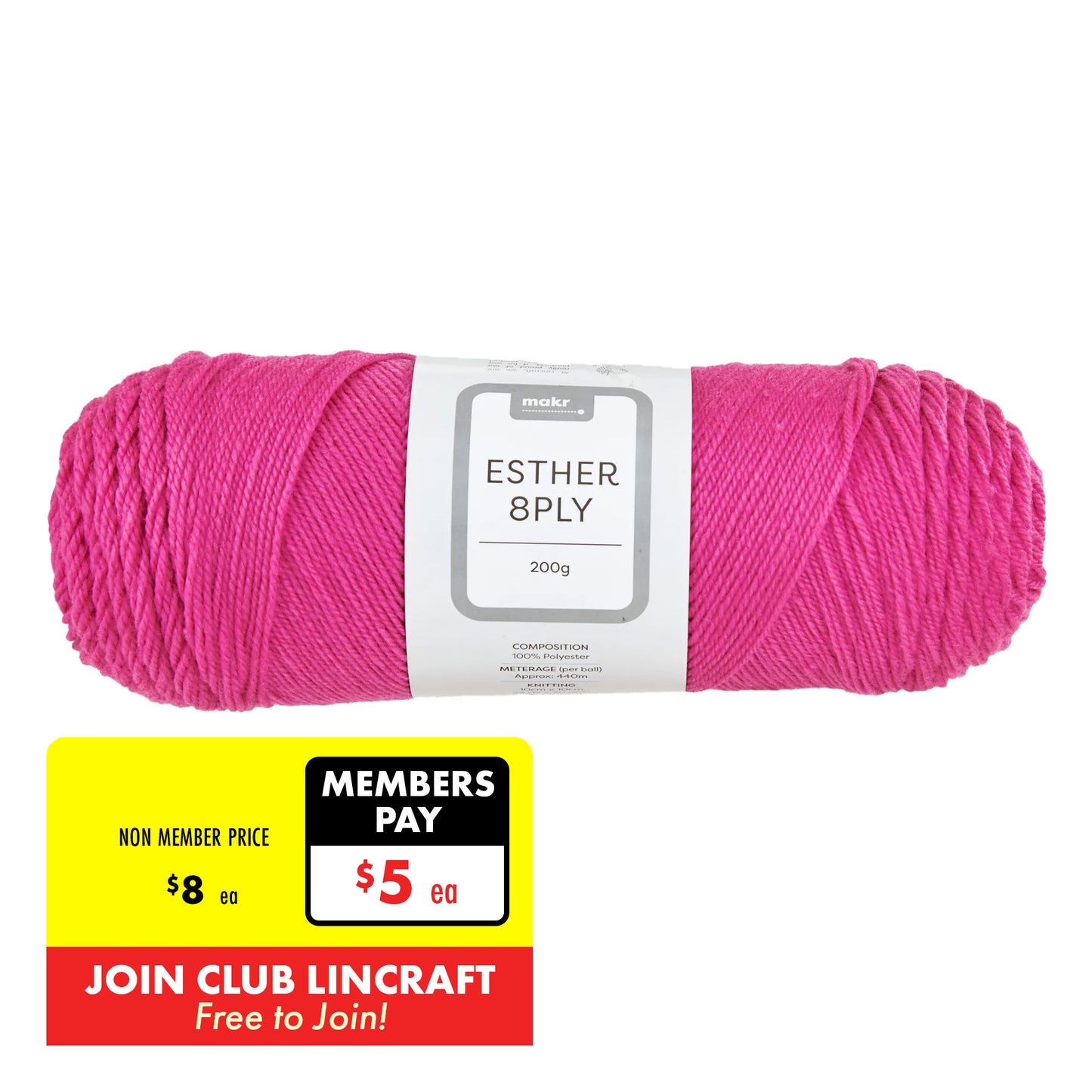 Makr Esther 8ply Crochet & Knitting Yarn, 200g Polyester Yarn
