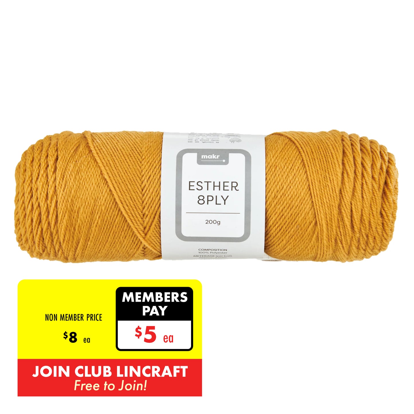 Makr Esther 8ply Crochet & Knitting Yarn, 200g Polyester Yarn