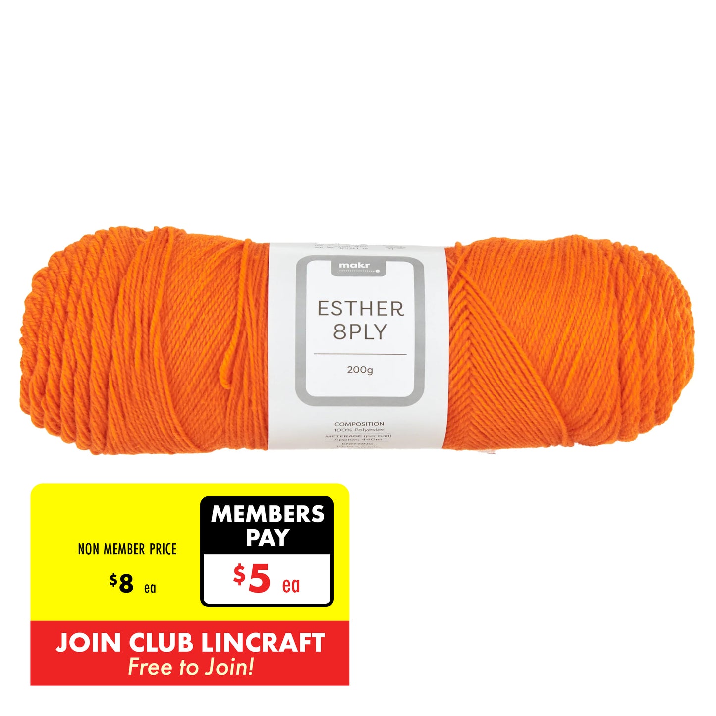 Makr Esther 8ply Crochet & Knitting Yarn, 200g Polyester Yarn
