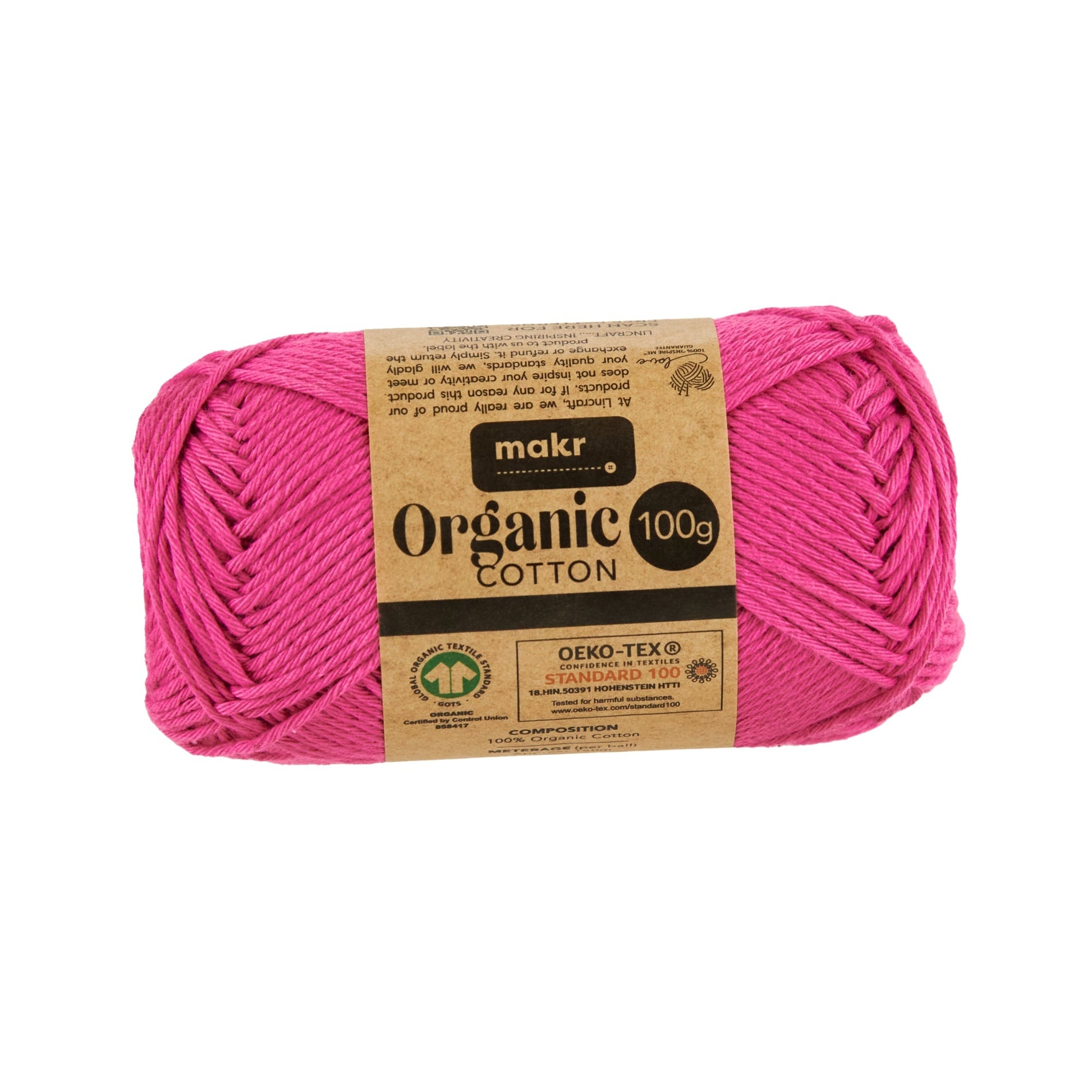 Makr Organic Cotton Crochet & Knitting Yarn - 100g Cotton Yarn