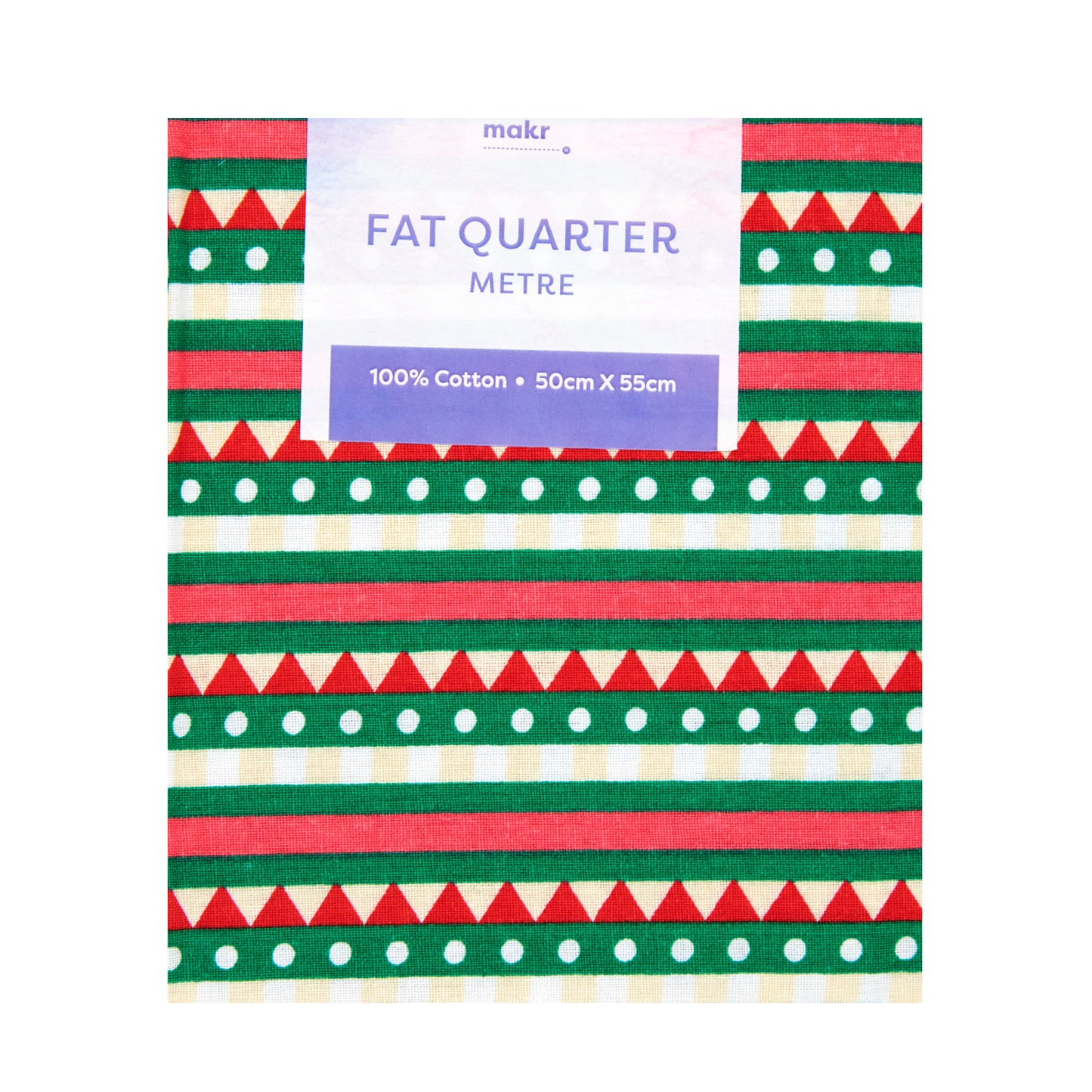 Christmas Print Cotton Fat Quarters, Red White Stripe- 50cmx55cm