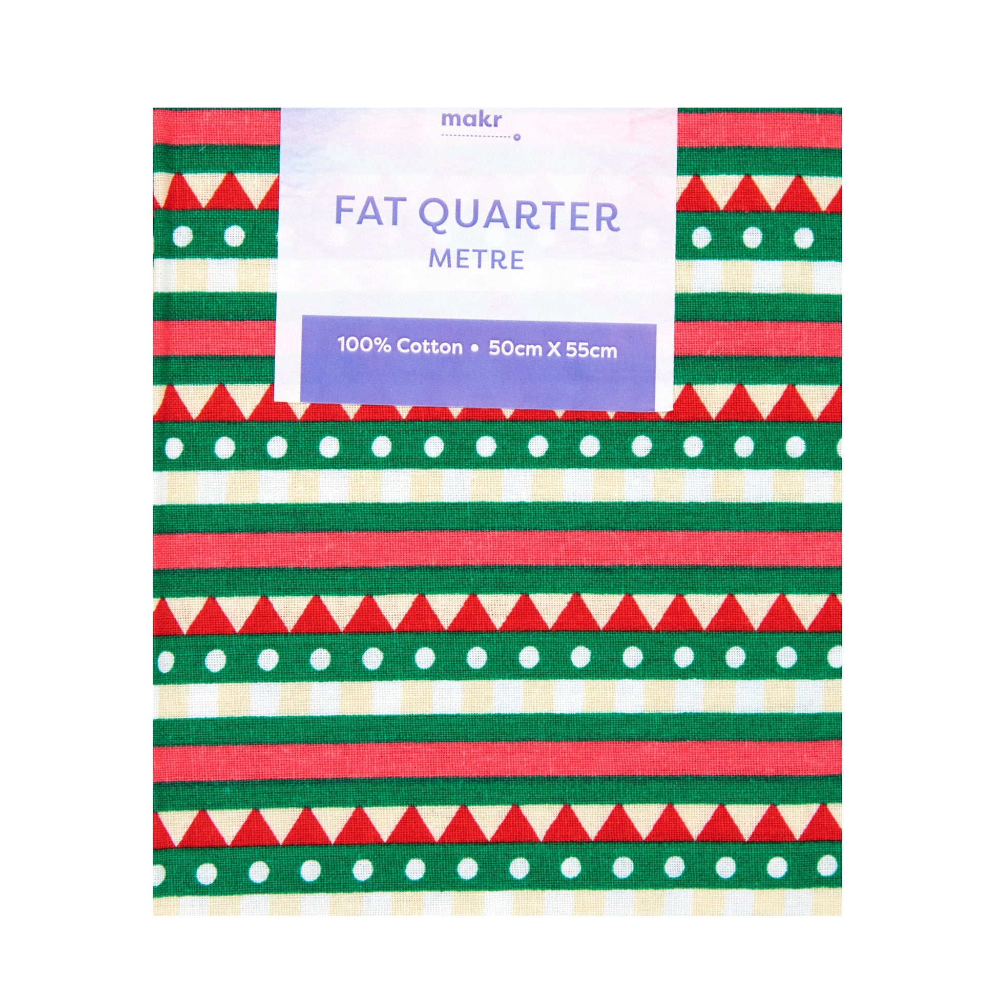 Christmas Print Cotton Fat Quarters, Red White Stripe- 50cmx55cm