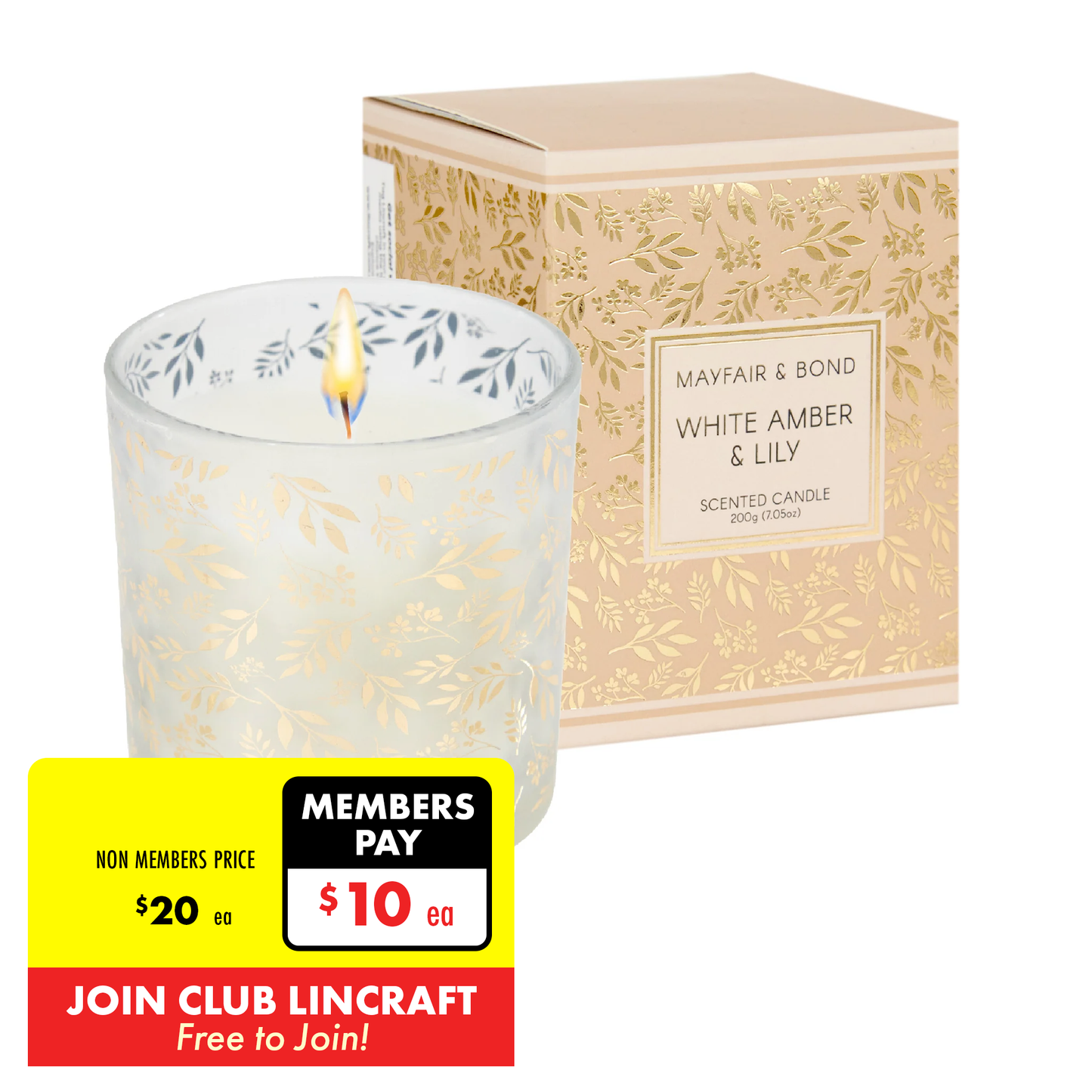 Mayfair & Bond Scented Candle, White Amber & Lily- 200g