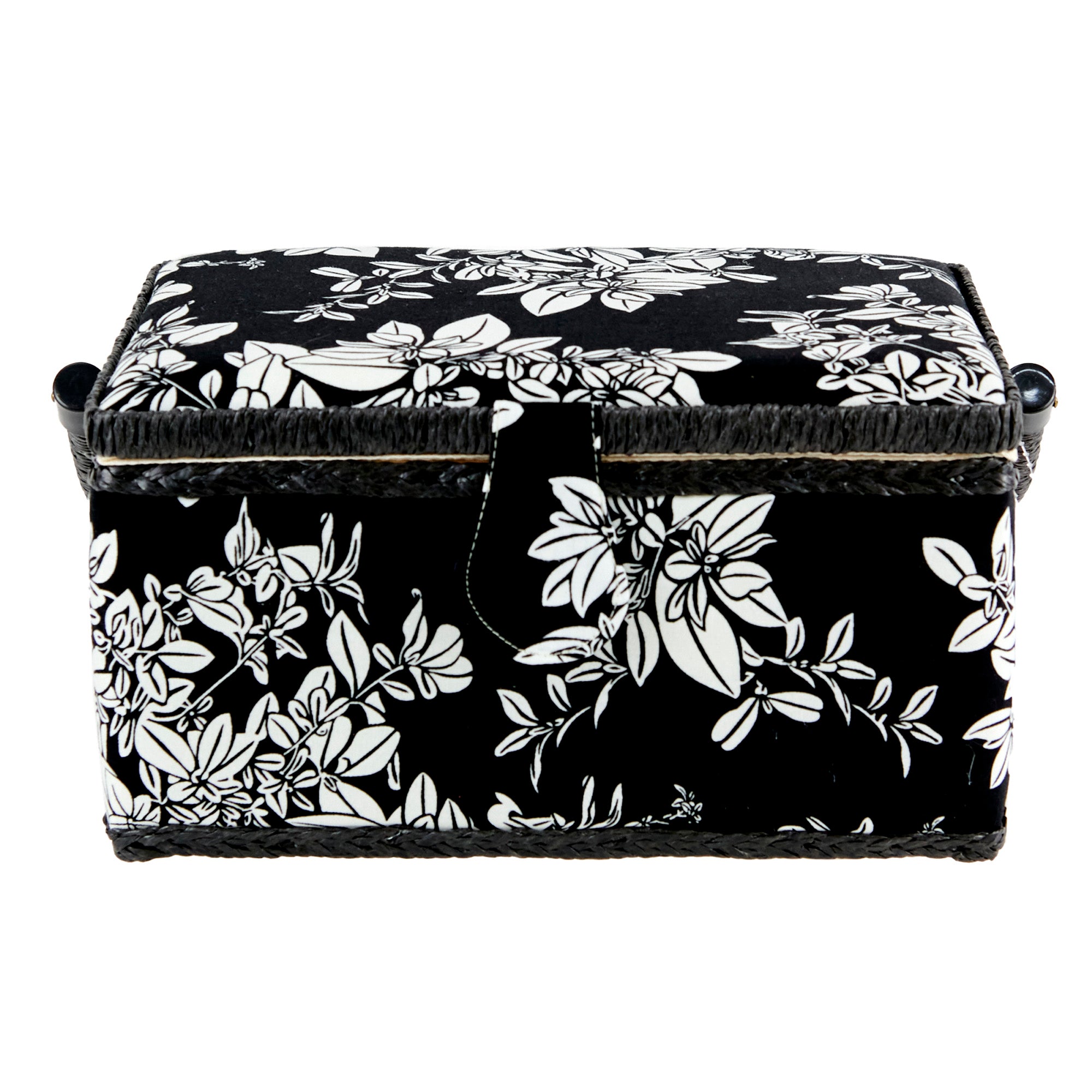 Sewing Basket, B&W Flower 27.5x17x15cm Lincraft