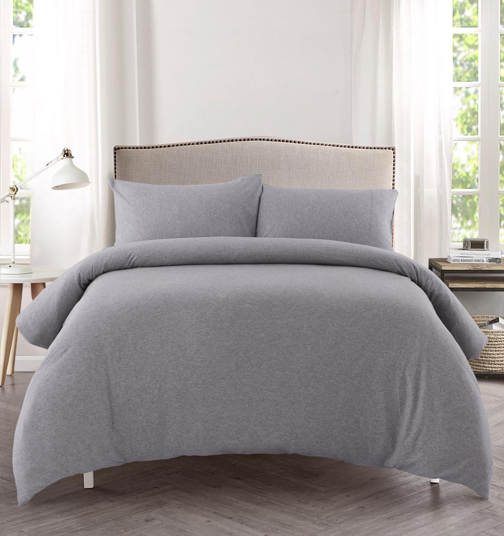 Dreamaker Cotton Jersey Quilt Cover Set, Marle Grey Lincraft