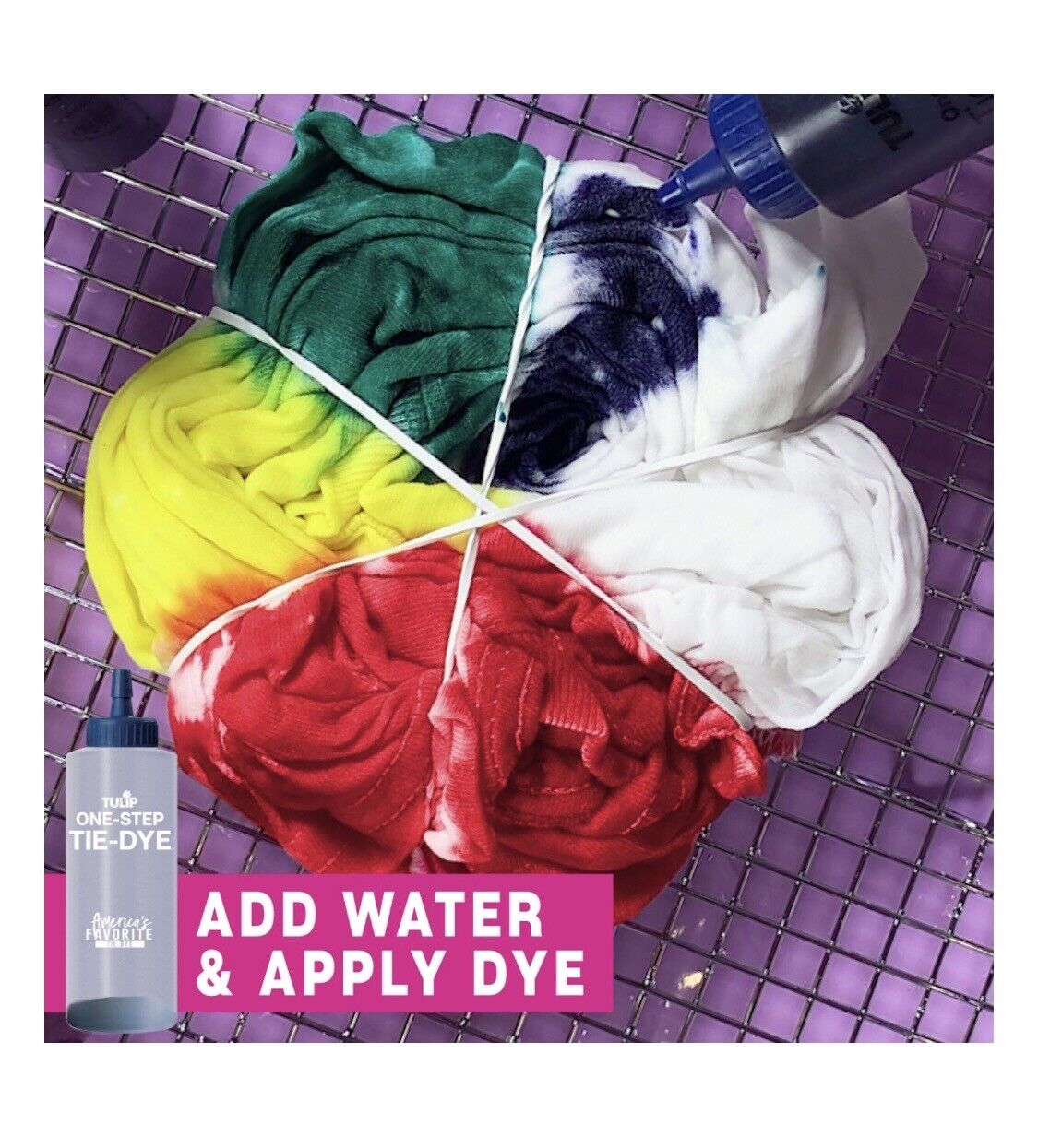 Tulip One Step Tie Dye Kit Jumbo Size Rainbow 8Oz 5Bottles