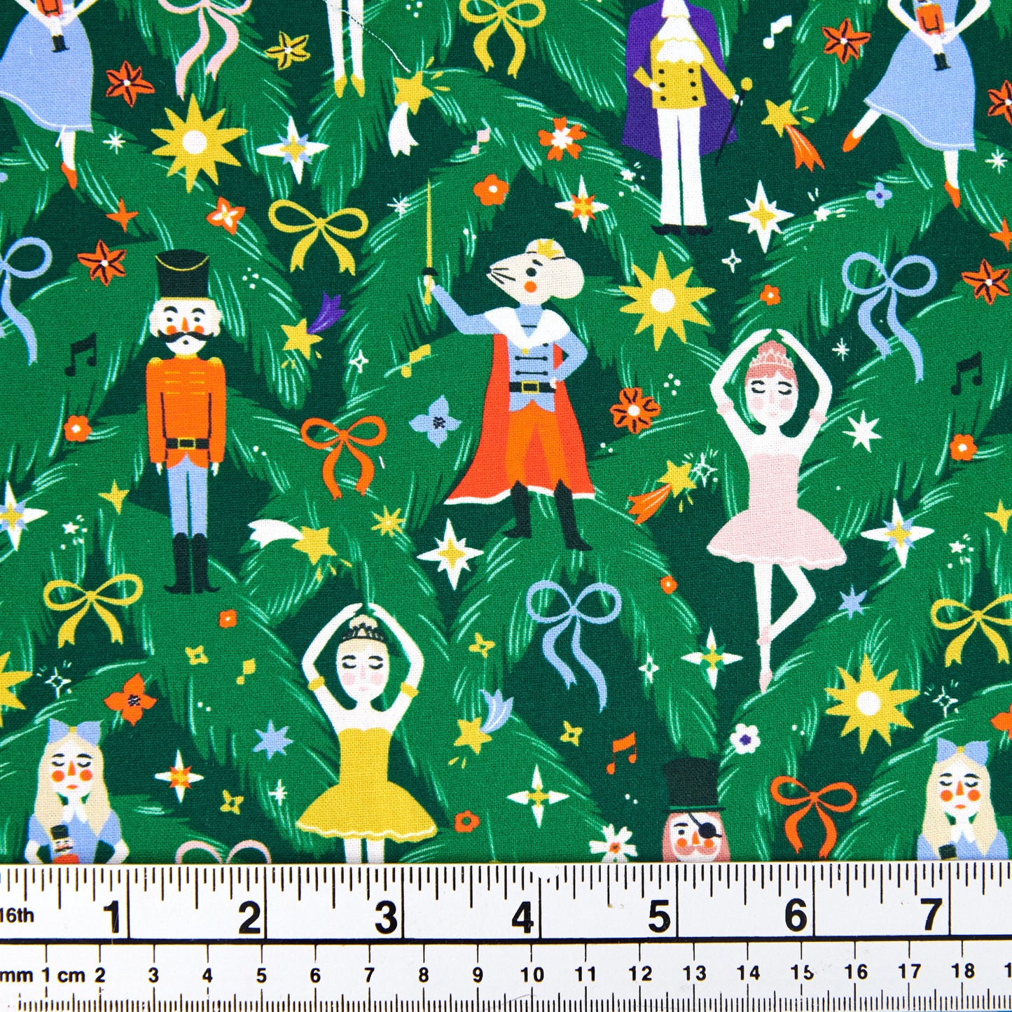 Christmas Cotton Print Fabric, Green/Balarina Soldiers- Width 112cm
