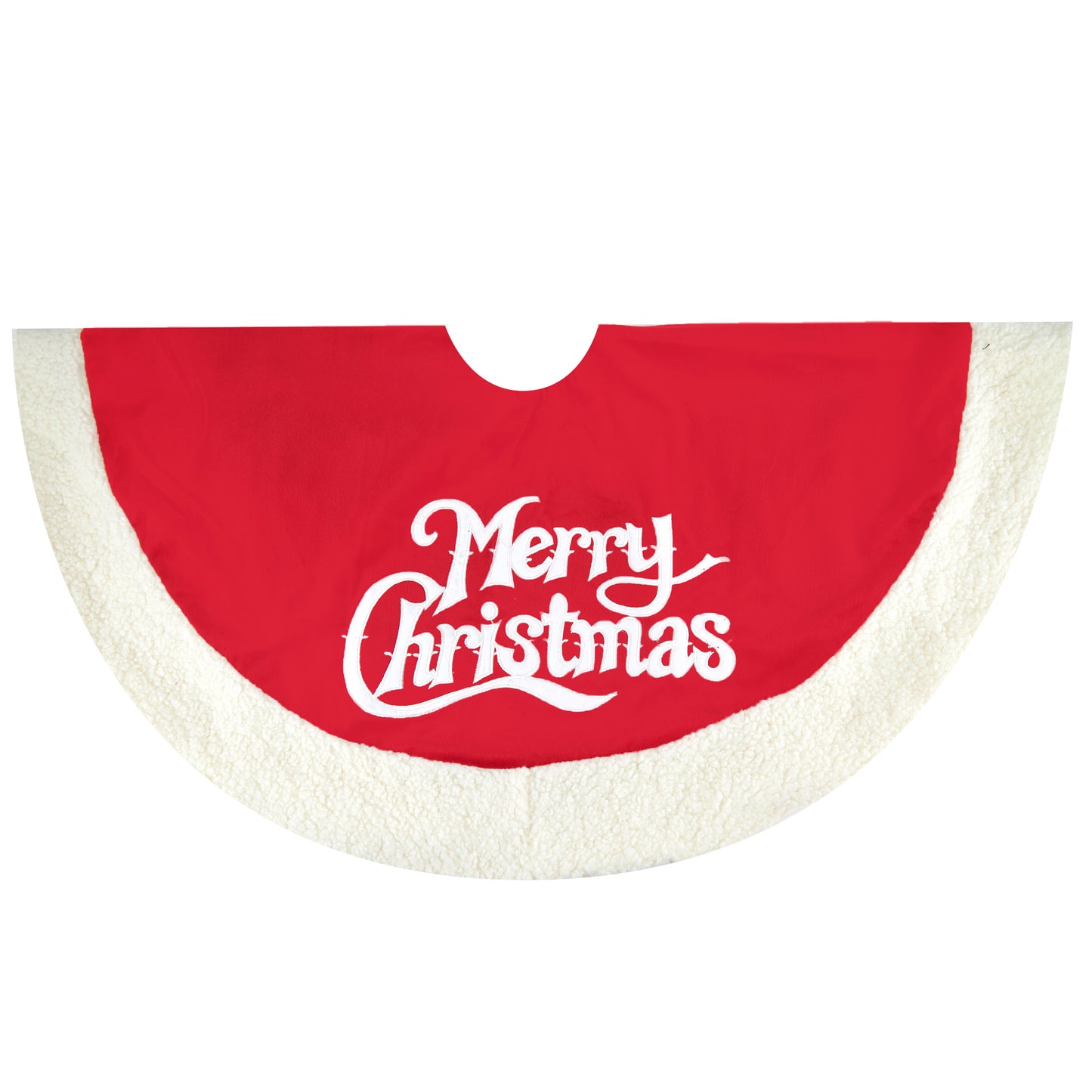 Christmas Tree Skirt with Fur Trim- 107x107cm