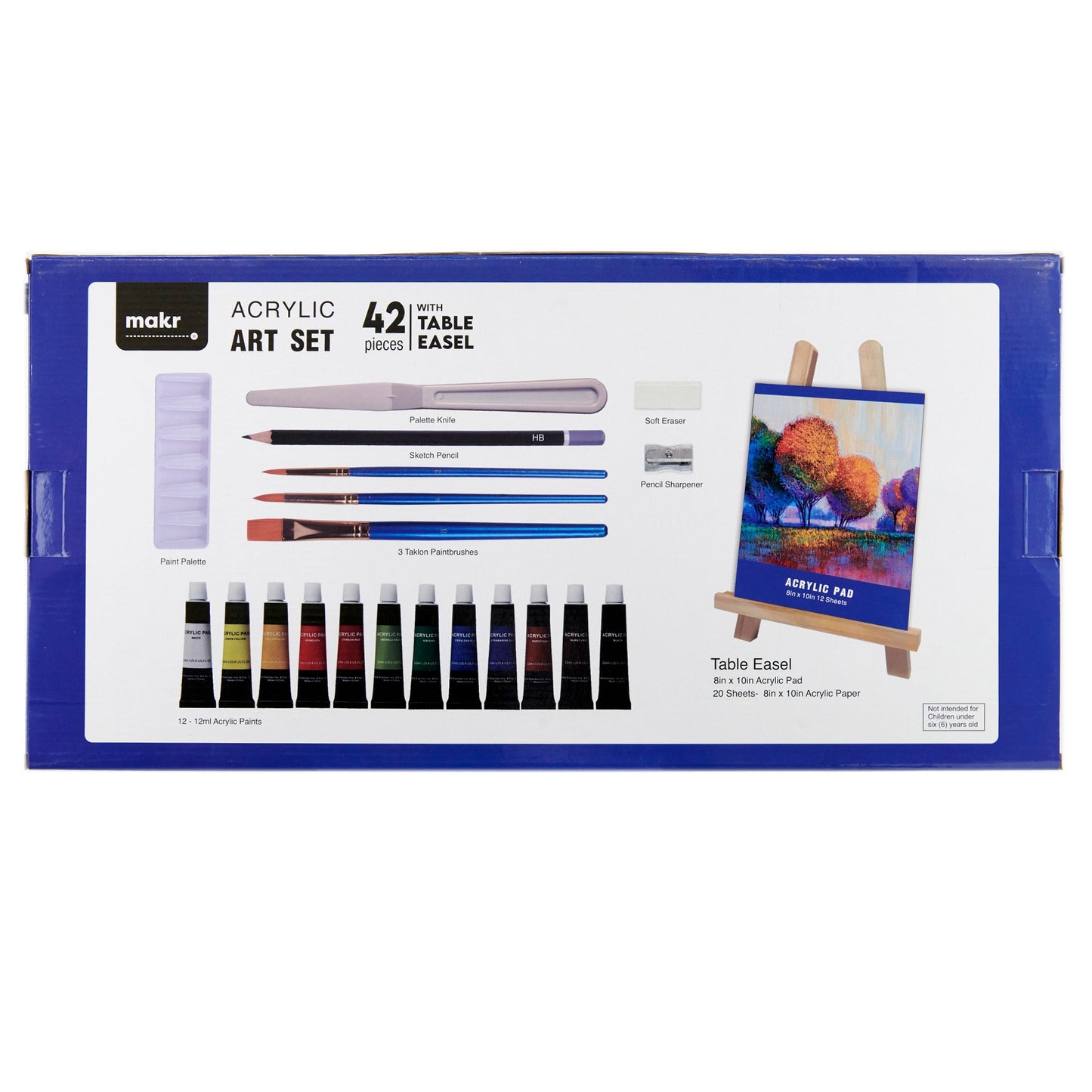 Makr Acrylic Art Set With Table Easel, 42pce