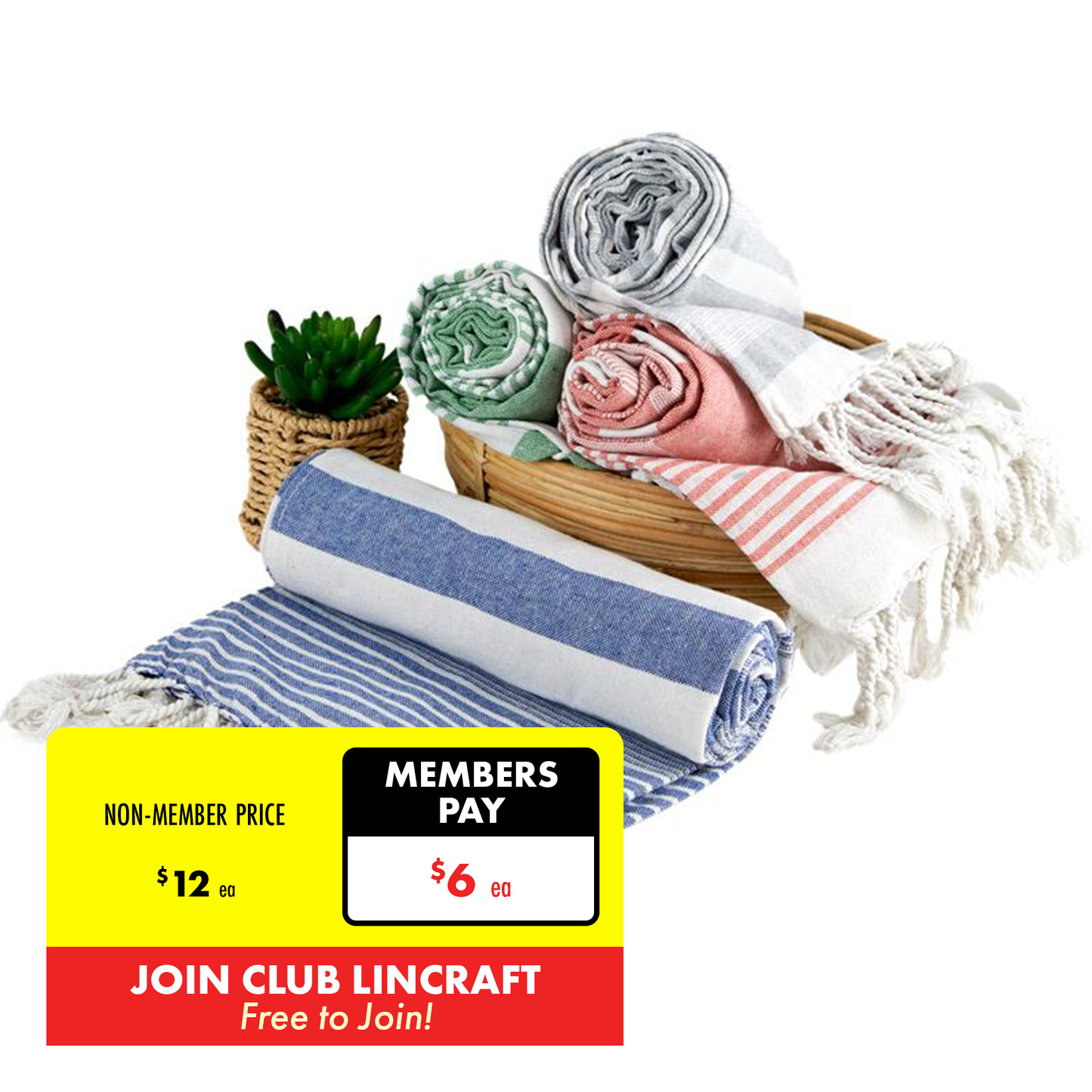 Athena Home Collection Assorted Turkish Towels, 1m x 1.8m