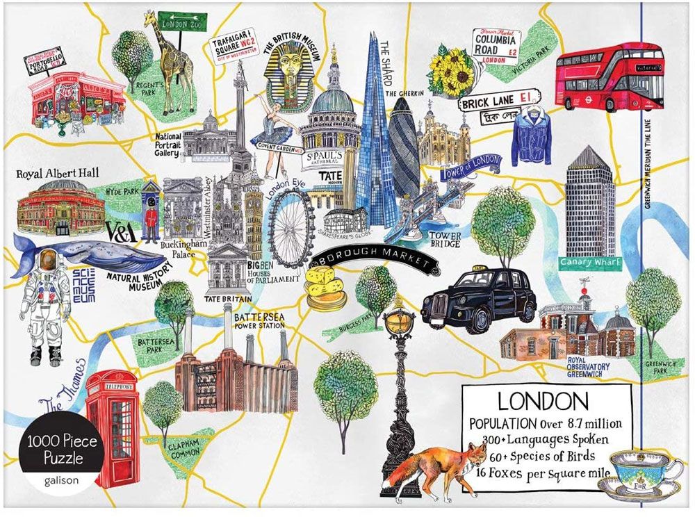 1000-Piece Jigsaw Puzzle, London Map -27x20in