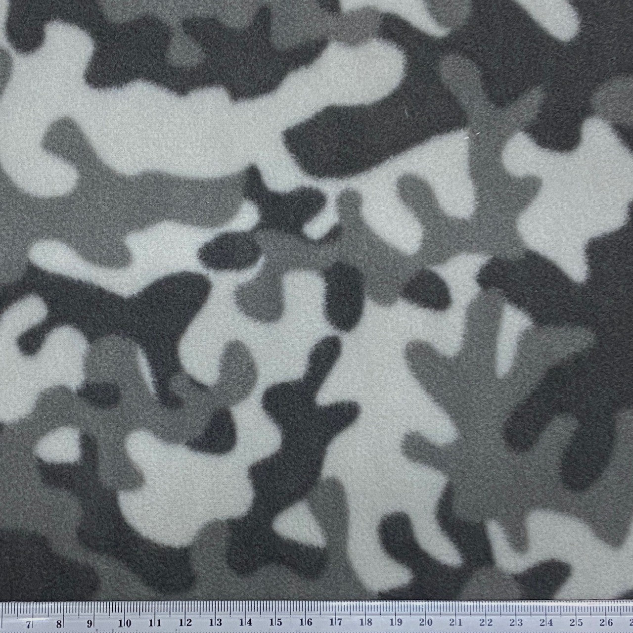 Printed Polar Fleece Fabric, White/Grey Camo- 150cm