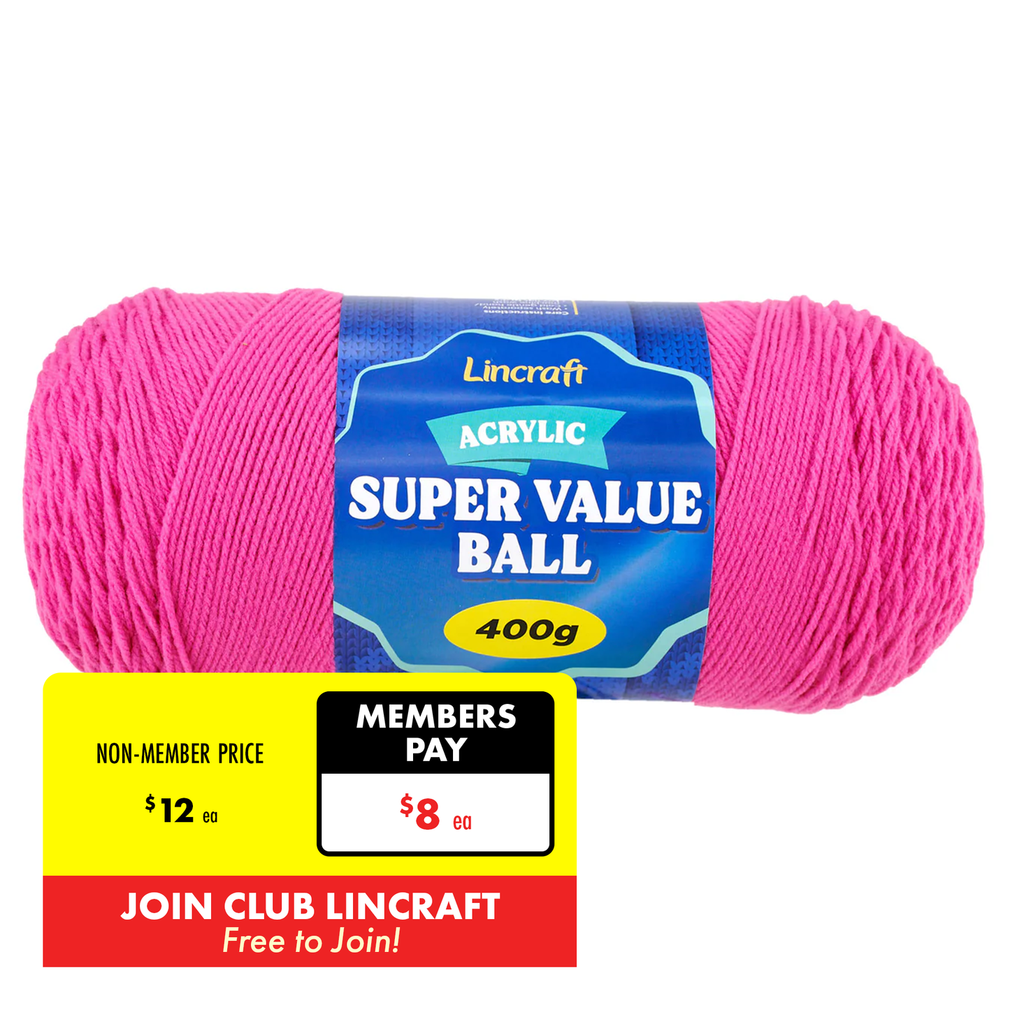 Acrylic Super Value Ball Crochet & Knitting Yarn, 400g Acrylic Yarn